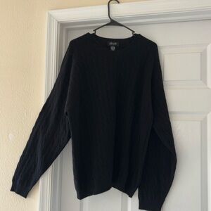 Christopher Fischer Mens’ black cable knit 100% cashmere men’s sweater